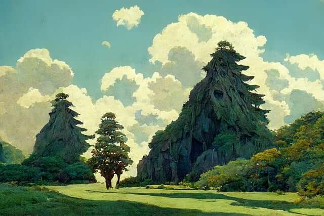 Letni krajobraz w stylu Ghibli